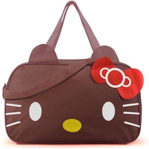 NEW! Hello kitty brown duffel bag with hello Kitty pull charm.NWT
